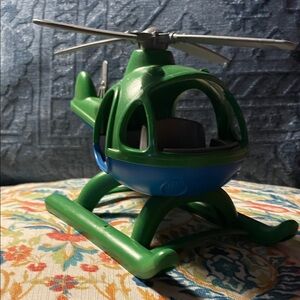 Vibrant Green and Blue Toy Helicopter